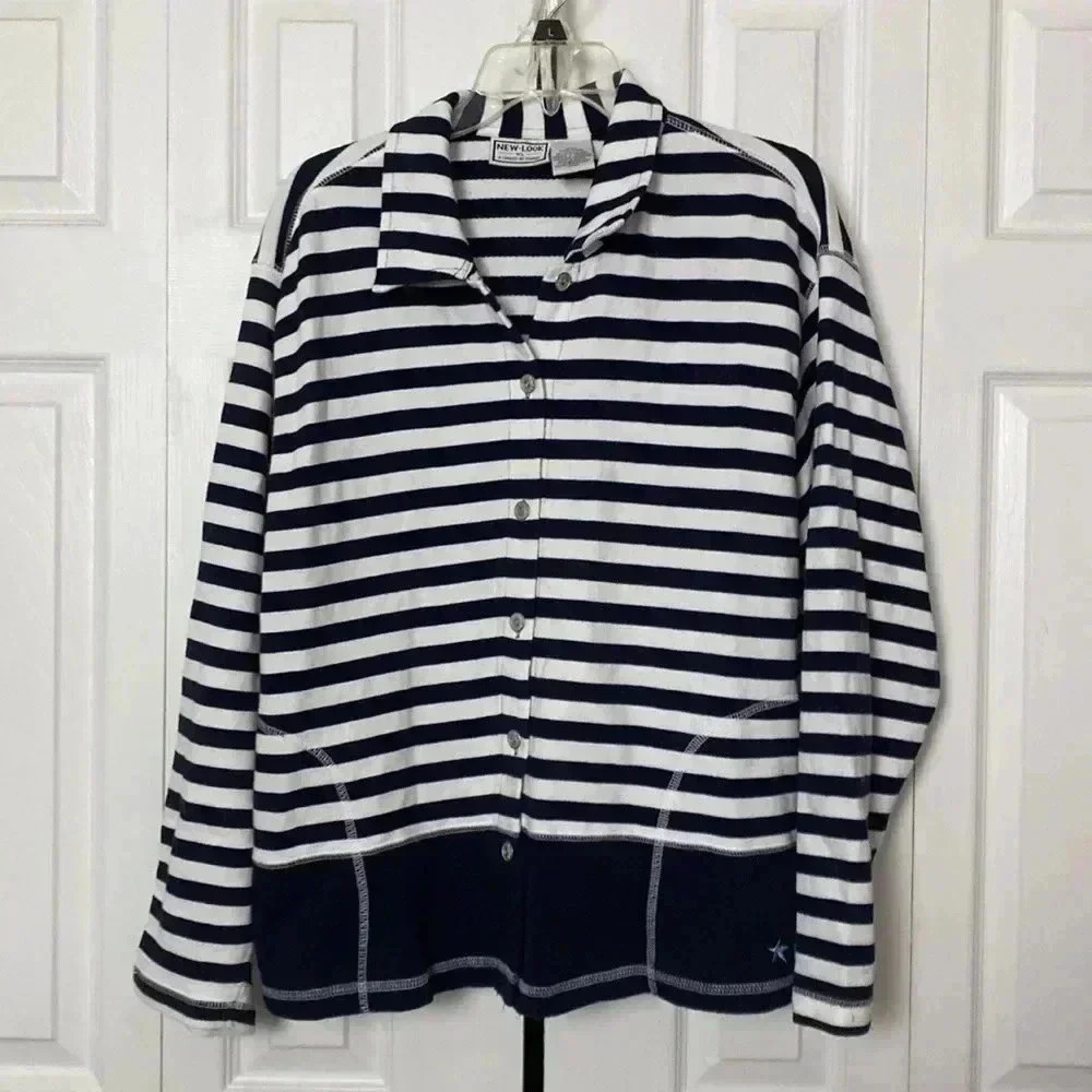 New Look cotton blue & white casual knit jacket